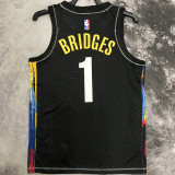 2023 Nets BRIDGES #1 Black NBA Jerseys