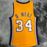 1999/00 Lakers ONEAL #34 Yellow Retro NBA Jerseys 热压