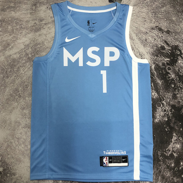 Timberwolves EDWAROS #1 Blue NBA Jerseys