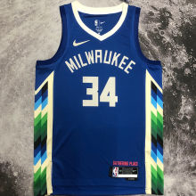 2023 Bucks ANTETOKOUNMPOL #34 Blue City Edition  NBA Jerseys