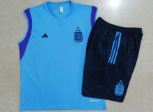 2023 Argentina Light Blue Short Training Jersey  (3 Stars Vest Jersey 3星)（D777）