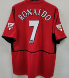 RONALDO #7 M Utd Home Retro Jersey 2002/04 (Have Patch 带CHAMPIONS 2002-2003 金 英超双臂章 FA Premier League Font 英超字体 )