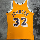 1984/85 Lakers JOHNSON #32 Retro Yellow NBA Jerseys热压