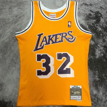 1984/85 Lakers JOHNSON #32 Retro Yellow NBA Jerseys热压