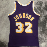 1984/85 Lakers JOHNSON #32 Retro Purple NBA Jerseys热压