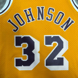 1984/85 Lakers JOHNSON #32 Retro Yellow NBA Jerseys热压