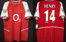 HENRY #14 ARS Home Retro Jersey 2002/04  (Have Patch 带 2001-2002 金双臂章 FA Premier League Font 英超字体 )