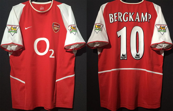 BERGKAMP #10 ARS Home Retro Jersey 2002/04  (Have Patch 带 2001-2002 金双臂章 FA Premier League Font 英超字体 ) ★★