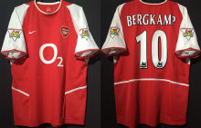 BERGKAMP #10 ARS Home Retro Jersey 2002/04  (Have Patch 带 2001-2002 金双臂章 FA Premier League Font 英超字体 )