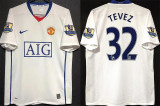 TEVEZ #32 M Utd White Retro Jersey 2008/09  (Have Patch 带 07/08 CHAMPIONS 金 英超双臂章 FA Premier League Font 英超字体 ) ★★