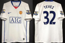 TEVEZ #32 M Utd White Retro Jersey 2008/09  (Have Patch 带 07/08 CHAMPIONS 金 英超双臂章 FA Premier League Font 英超字体 )