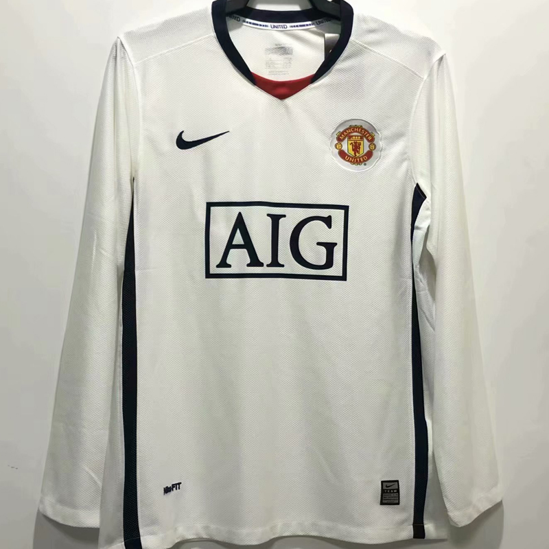 RONALDO #7 M Utd White Retro Long Sleeve Jersey 2008/09