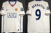 BERBATOV #9 M Utd White Retro Jersey 2008/09  (Have Patch 带 07/08 CHAMPIONS 金 英超双臂章 FA Premier League Font 英超字体 ) ★★