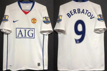 BERBATOV #9 M Utd White Retro Jersey 2008/09  (Have Patch 带 07/08 CHAMPIONS 金 英超双臂章 FA Premier League Font 英超字体 )