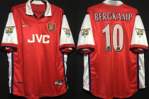 BERGKAMP #10 ARS Home Retro Jersey 1998/99 (Have Patch 带 1997-1998 金双臂章 FA Premier League Font 英超字体 ) ★★