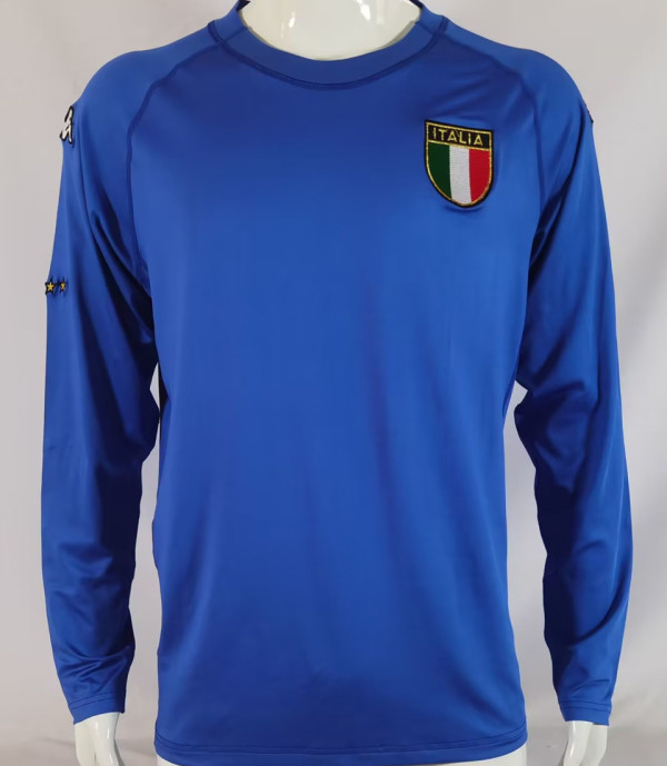 2000 Italy Home Blue Retro Long Sleeve Soccer Jersey
