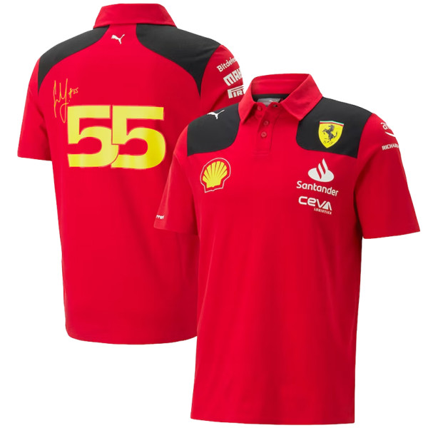 2023 Ferrari F1 55 Red Team POLO T-Shirt 有领