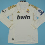 2011/12 RM Home White Retro Long Sleeve Fans Soccer Jersey