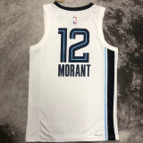 2023/24 Grizzlies MORANT #12 White  NBA Jerseys