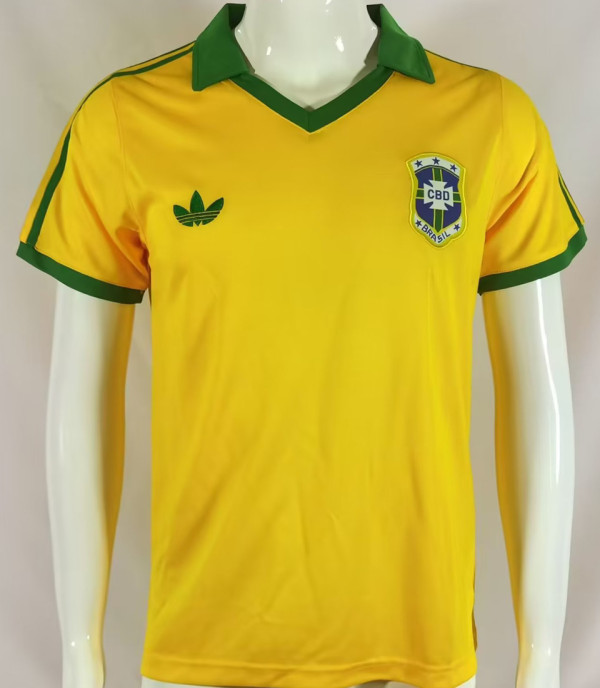 1977 Brazil Home Yellow Retro Soccer Jersey