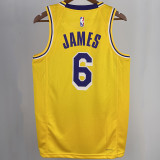 2023/24 Lakers JAMES #6 Yellow NBA Jerseys 热压