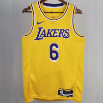 2023/24 Lakers JAMES #6 Yellow NBA Jerseys 热压