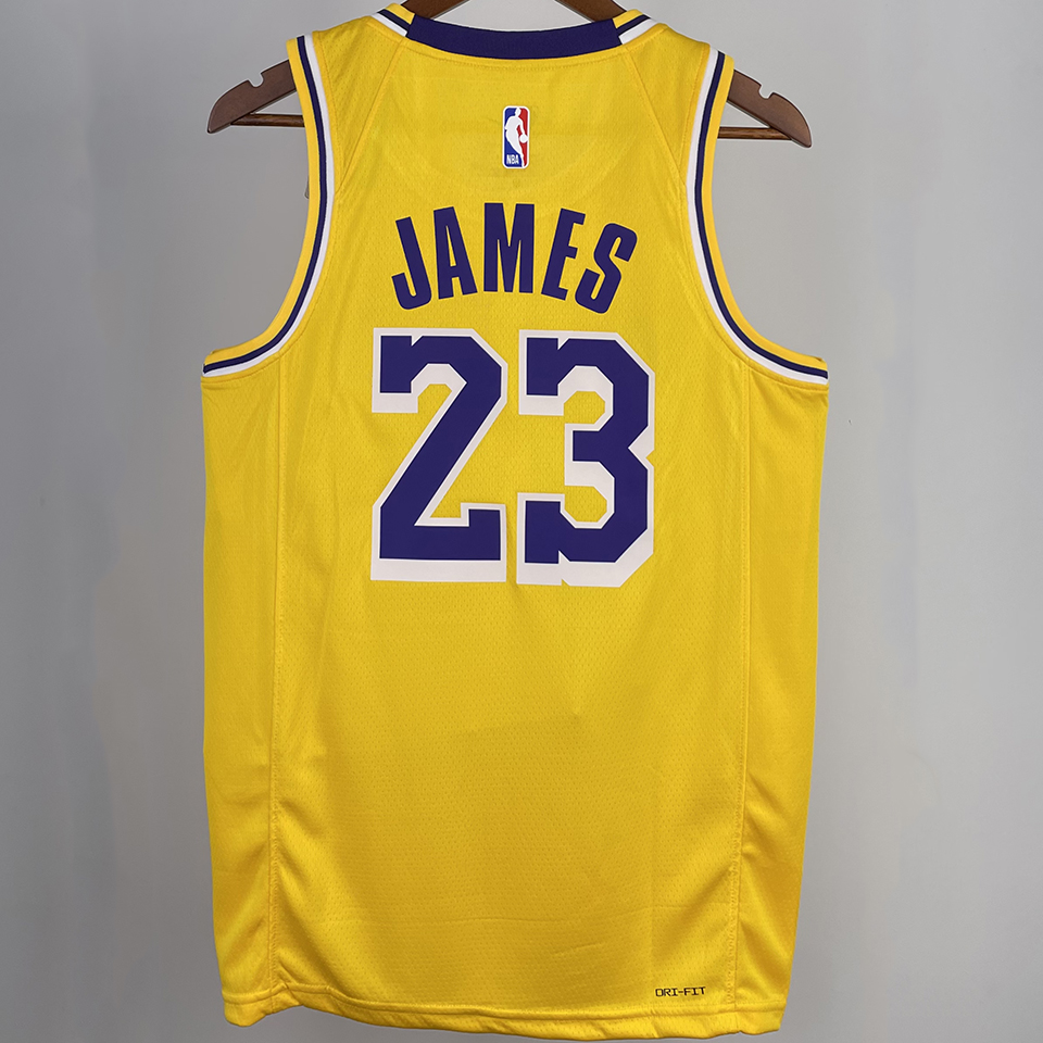 Lakers No. 24 Yellow and Purple Two-Color Stitching Retro Jersey