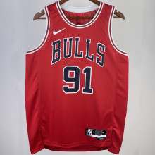 2023/24 Bulls RODMAN #91 Red NBA Jerseys