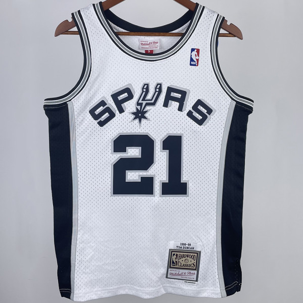 1998/99 Spurs DUNCAN #21 White Retro NBA Jerseys热压