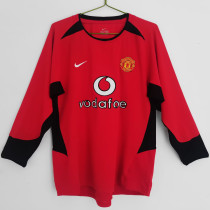 2002/04 M Utd Home Long Sleeve Retro Soccer Jersey