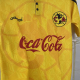 1998/99 Club America Home Yellow Retro Soccer Jersey