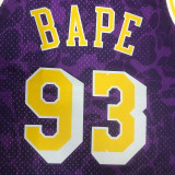 1993 Lakers BAPE×M&N #93 Purple NBA Jerseys