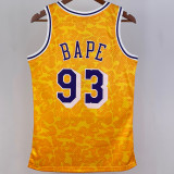 1996/97 Lakers BAPE×M&N #93 Yellow NBA Jerseys