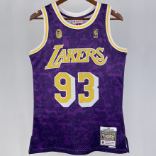 1993 Lakers BAPE×M&N #93 Purple NBA Jerseys