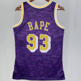 1993 Lakers BAPE×M&N #93 Purple NBA Jerseys
