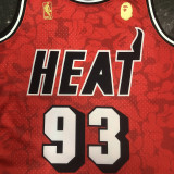 1993 Miami Heat BAPE×M&N #93 Red NBA Jerseys