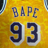 1996/97 Lakers BAPE×M&N #93 Yellow NBA Jerseys