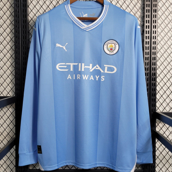 2023/24 Man City Home Long Sleeve Fans Jersey