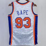 1998/99 NY Knicks BAPE×M&N #93 Grey NBA Jerseys 猿人头