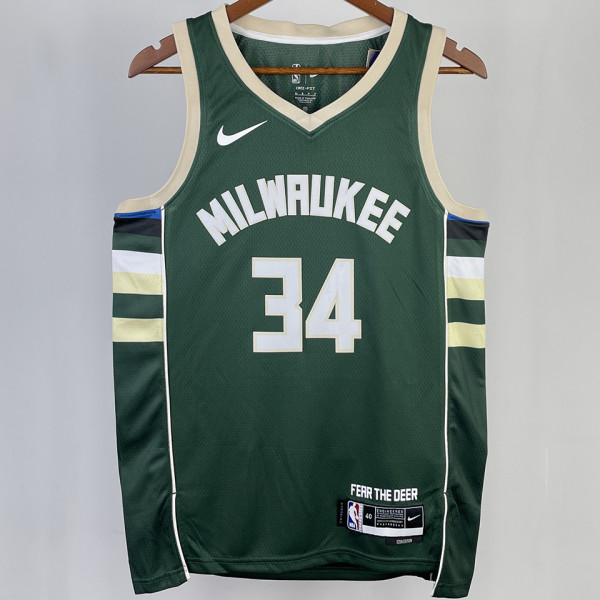 2023/24 Bucks ANTETOKOUNMPOL #34  Green NBA Jerseys