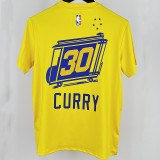 2023/24  Warriors CURRY#30 Yellow Training  Short sleeve  NBA Jersey