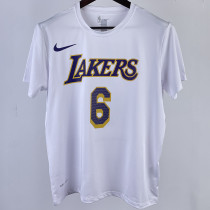 2023/24 Lakers JAMES #6 White Training  Short sleeve  NBA Jersey