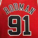 Bulls RODMAN #91 Retro Red NBA Girl Jersey