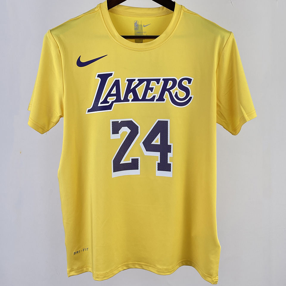2023/24 Lakers BRYANT #24 Yellow Training Short sleeve NBA Jersey