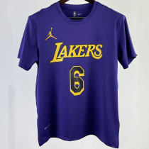 2023/24 Lakers JAMES #6 Purple Training  Short sleeve  NBA Jersey