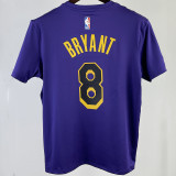 2023/24 Lakers BRYANT #8 Purple Training  Short sleeve  NBA Jersey