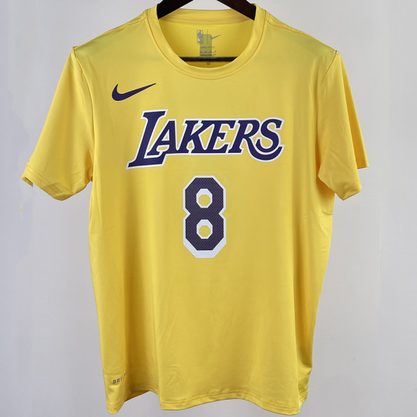 2023/24 Lakers BRYANT #8 Yellow Training  Short sleeve  NBA Jersey