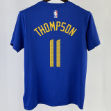2023/24 Warriors THOMPSON #11 Blue Training  Short sleeve  NBA Jersey