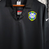 2004 Brazil Special Edition Black Retro Long Sleeve Jersey