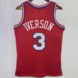 2002/03 76ers IVERSON #3 Red Retro NBA Jerseys 热压